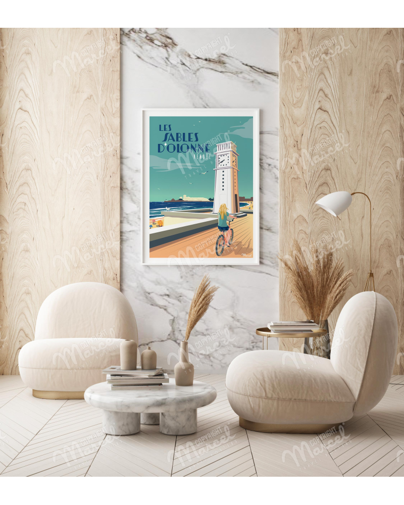 Affiche LES SABLES D OLONNE L Horloge Marcel Travel Posters Taille