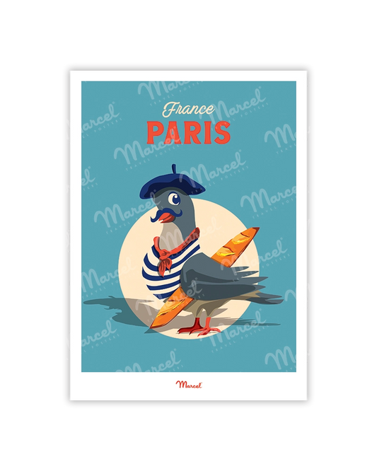 Travel Color PARIS "Pigeon" postcard