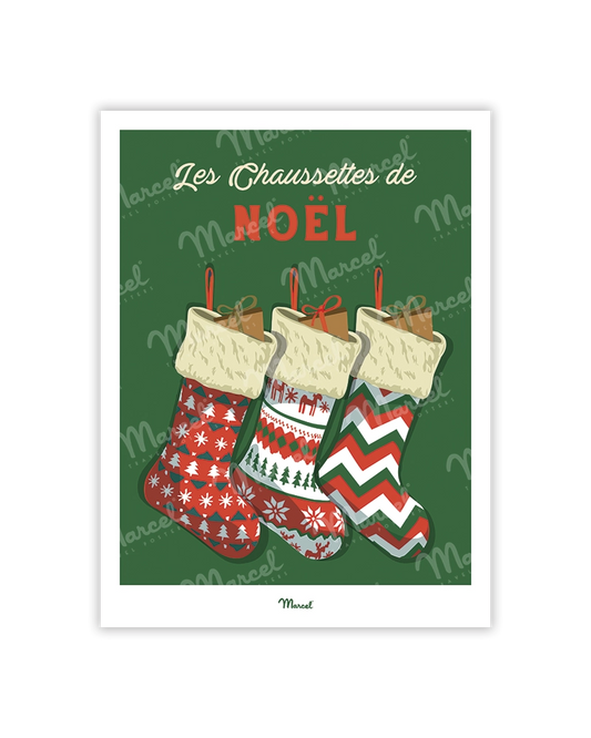 Carte Postale Travel Color "Les chaussettes de Noël"