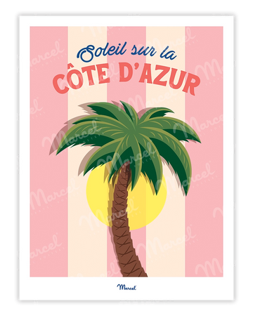 Affiche Travel Color CÔTE D'AZUR "Palmier"