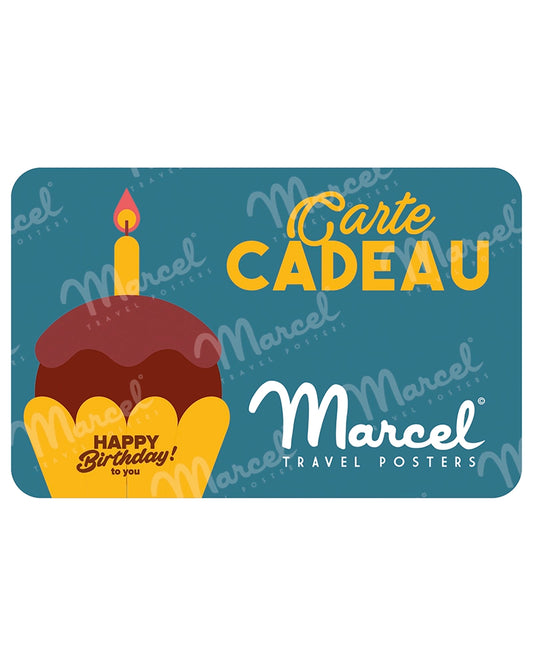 Carte Cadeau Marcel Travelposters Edition Joyeux Anniversaire "Gâteau"