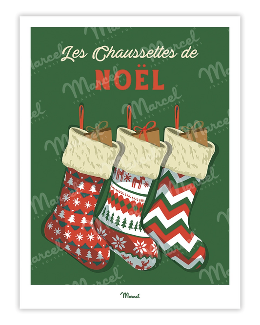 Affiche Travel Color "Les chaussettes de Noël"