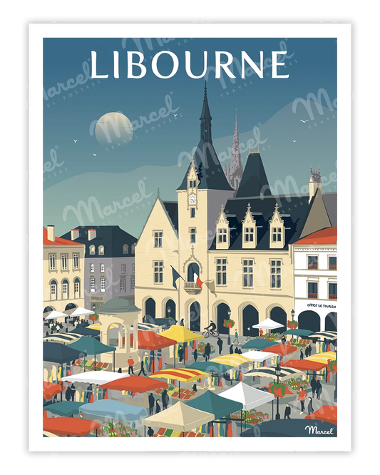Affiche LIBOURNE "Place du Marché"