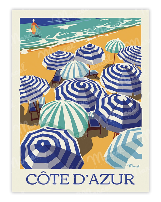Affiche CÔTE D’AZUR "Les Parasols"
