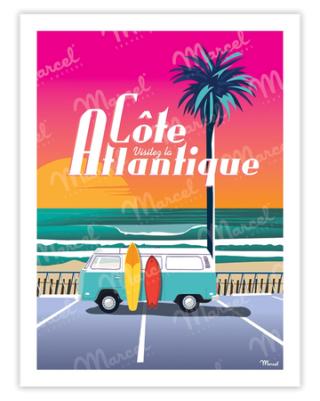 Affiche CÔTE ATLANTIQUE "Van Sunset"