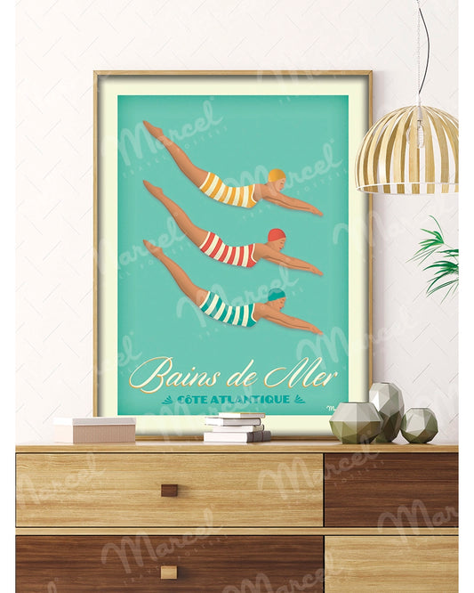 Affiche BAINS DE MER "Côte Altlantique"