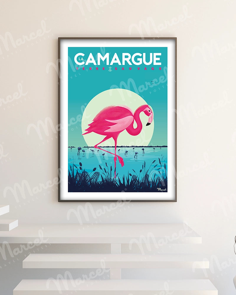 Affiche LA CAMARGUE "Flamingos"