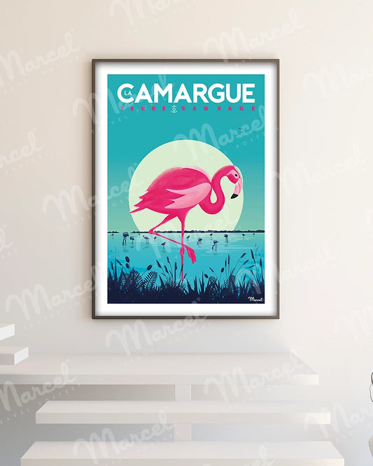Affiche LA CAMARGUE "Flamingos"