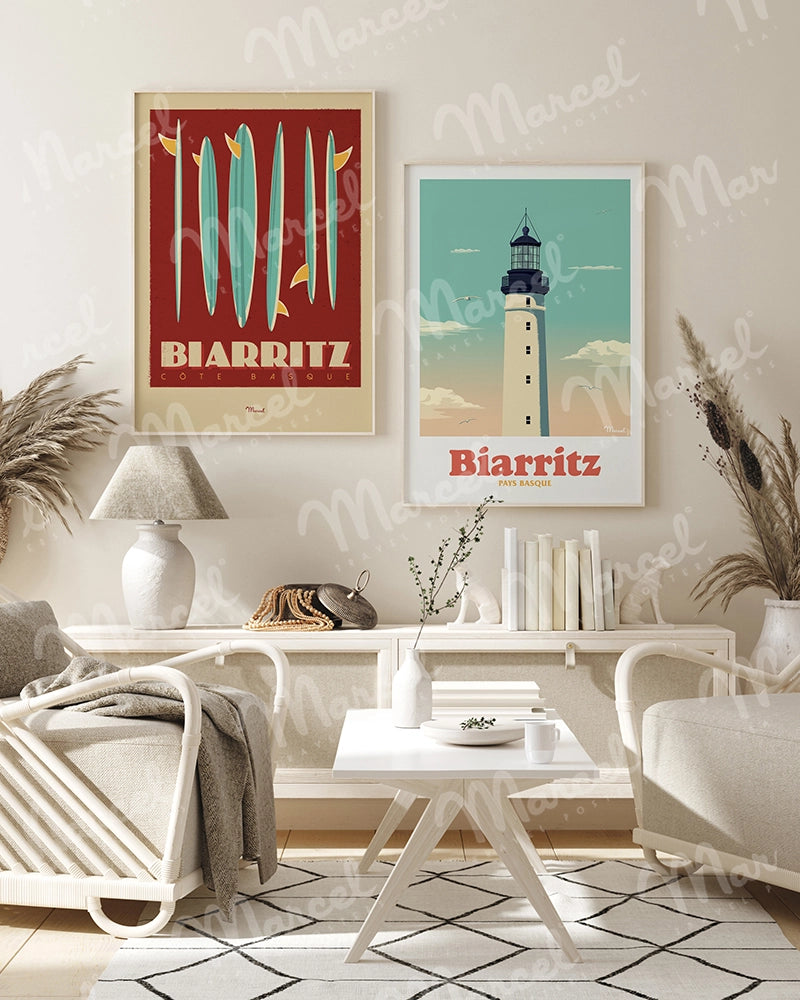 Affiche BIARRITZ "Surfboards"