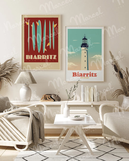 Affiche BIARRITZ "Surfboards"