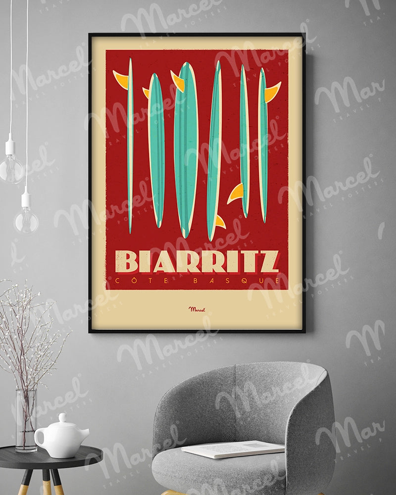 Affiche BIARRITZ "Surfboards"