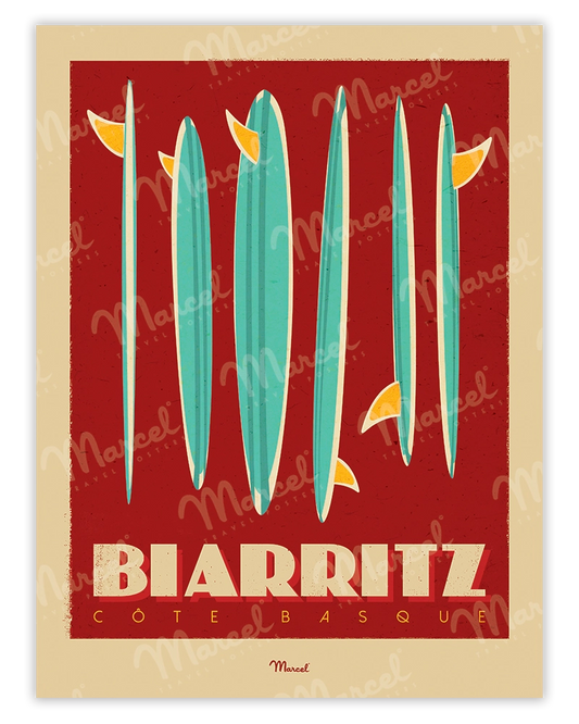 Affiche BIARRITZ "Surfboards"