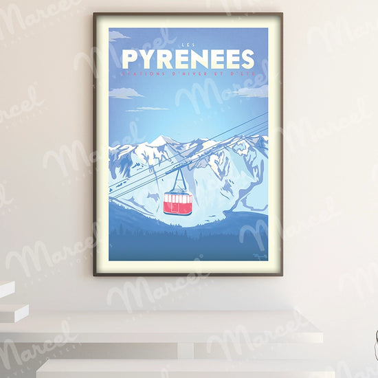 Affiche PYRENEES "Téléphérique"
