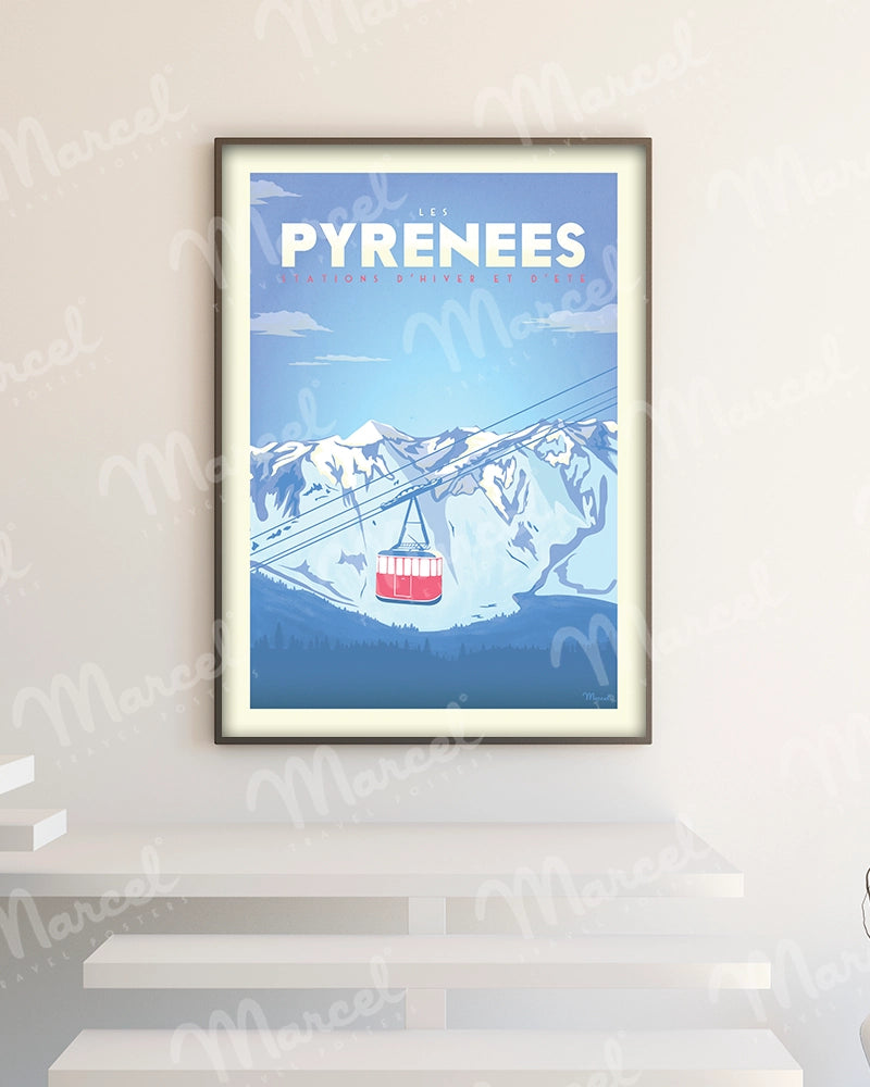 Affiche PYRENEES "Téléphérique"