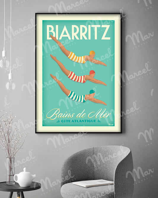 Affiche BIARRITZ "Bains de Mer"