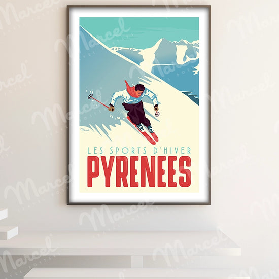 Affiche PYRENEES "Le Skieur"