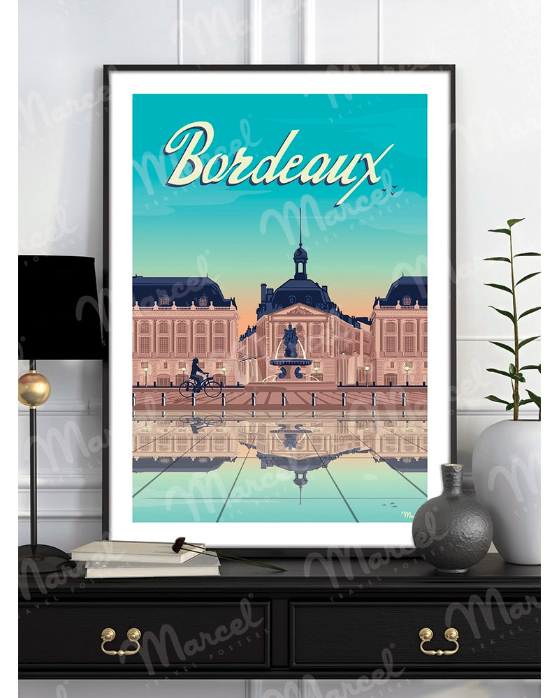 Affiche BORDEAUX "Place de la Bourse By Night"