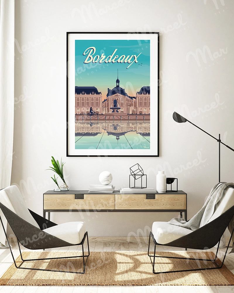 Affiche BORDEAUX "Place de la Bourse By Night"