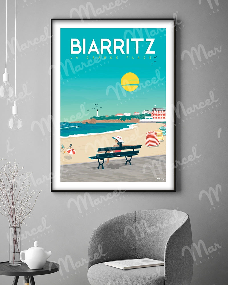 Affiche BIARRITZ "Vacances à la Grande Plage"