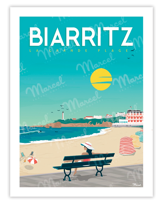 Affiche BIARRITZ "Vacances à la Grande Plage"