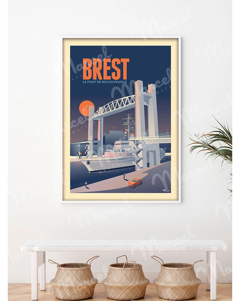 Affiche BREST "Le Pont de Recouvrance"