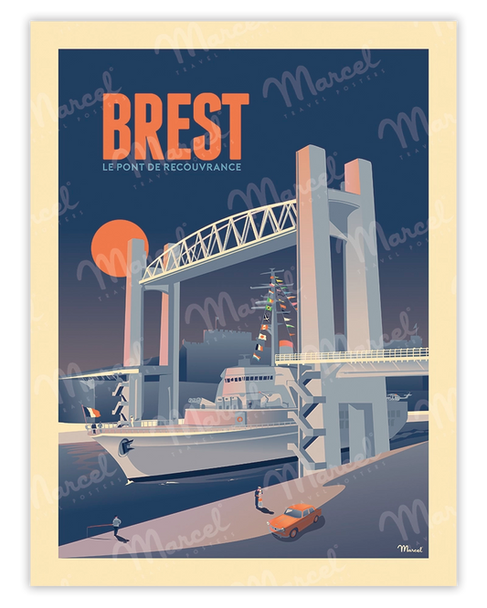 Affiche BREST "Le Pont de Recouvrance"