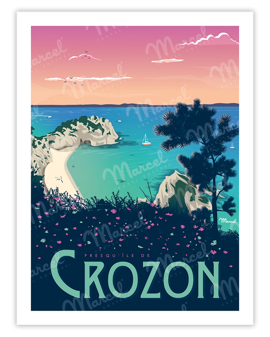 Affiche CROZON "Plage de l'Île Vierge"