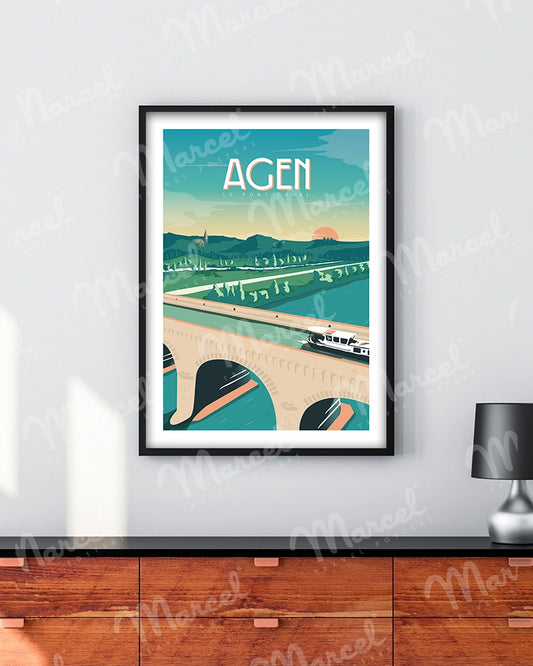 Affiche AGEN "Le Pont Canal"