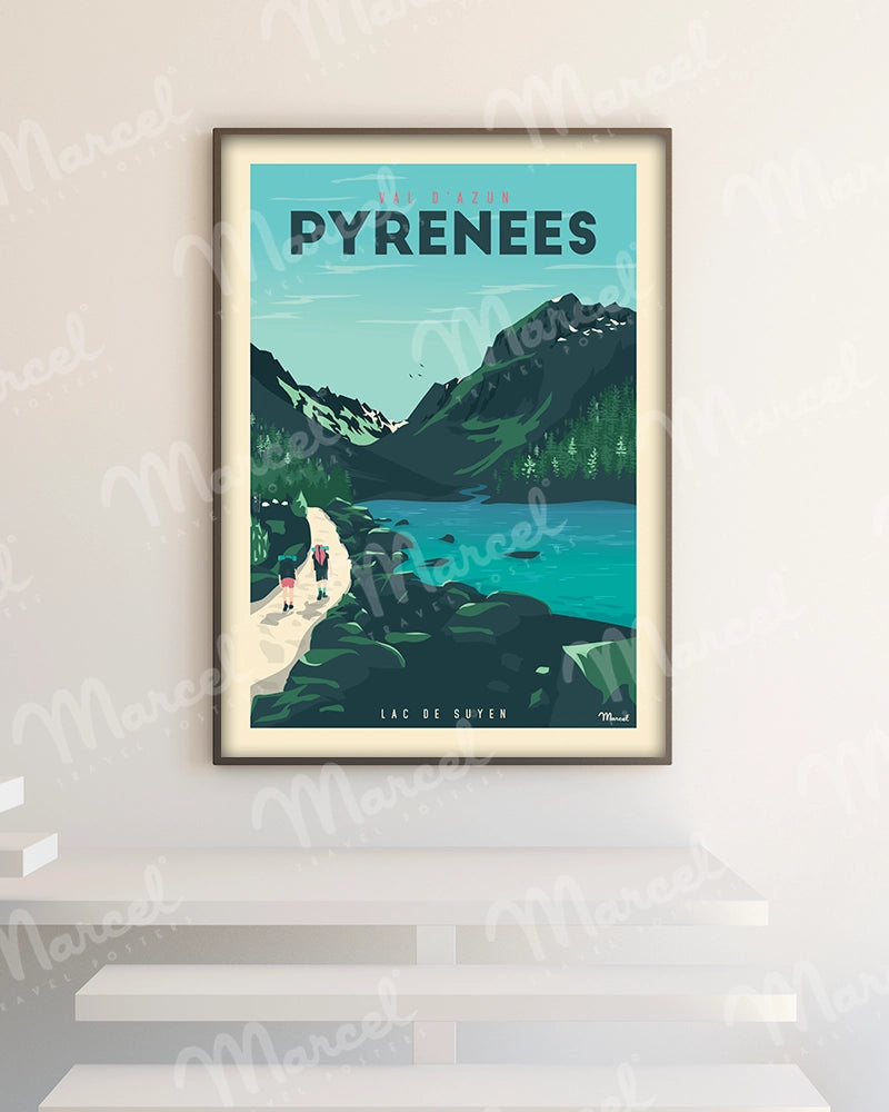 Affiche PYRENEES "Val d'Azun - Lac de Suyen"