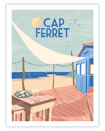 Affiche CAP FERRET "Cabane à Huîtres"