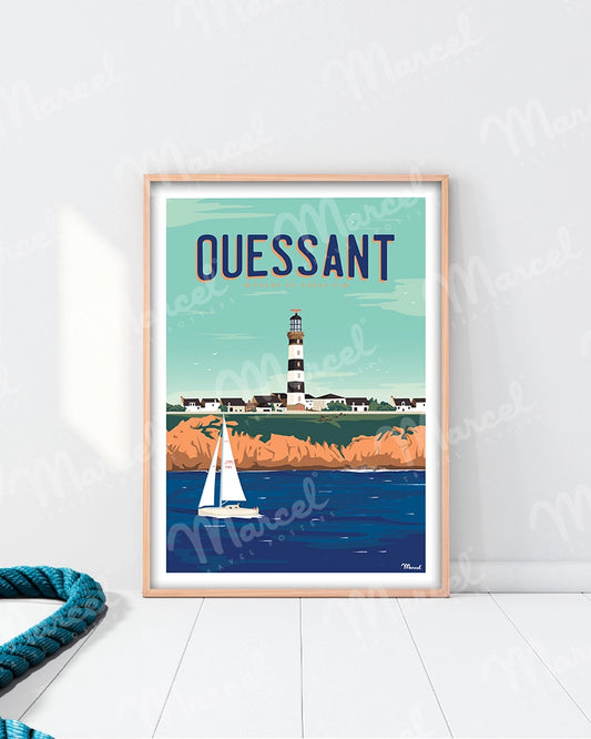 Affiche OUESSANT "Phare du Créac'h"