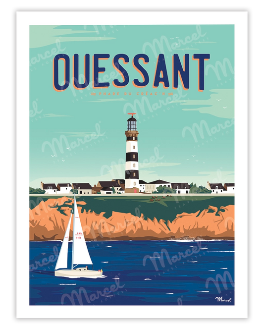 Affiche OUESSANT "Phare du Créac'h"