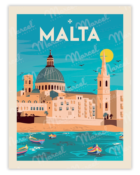MALTA poster "Souvenir from Valletta"