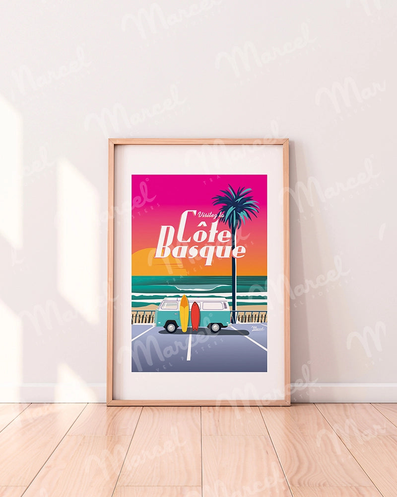 Affiche CÔTE BASQUE "Van Sunset"