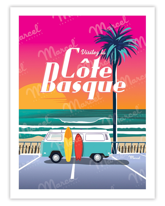 Affiche CÔTE BASQUE "Van Sunset"