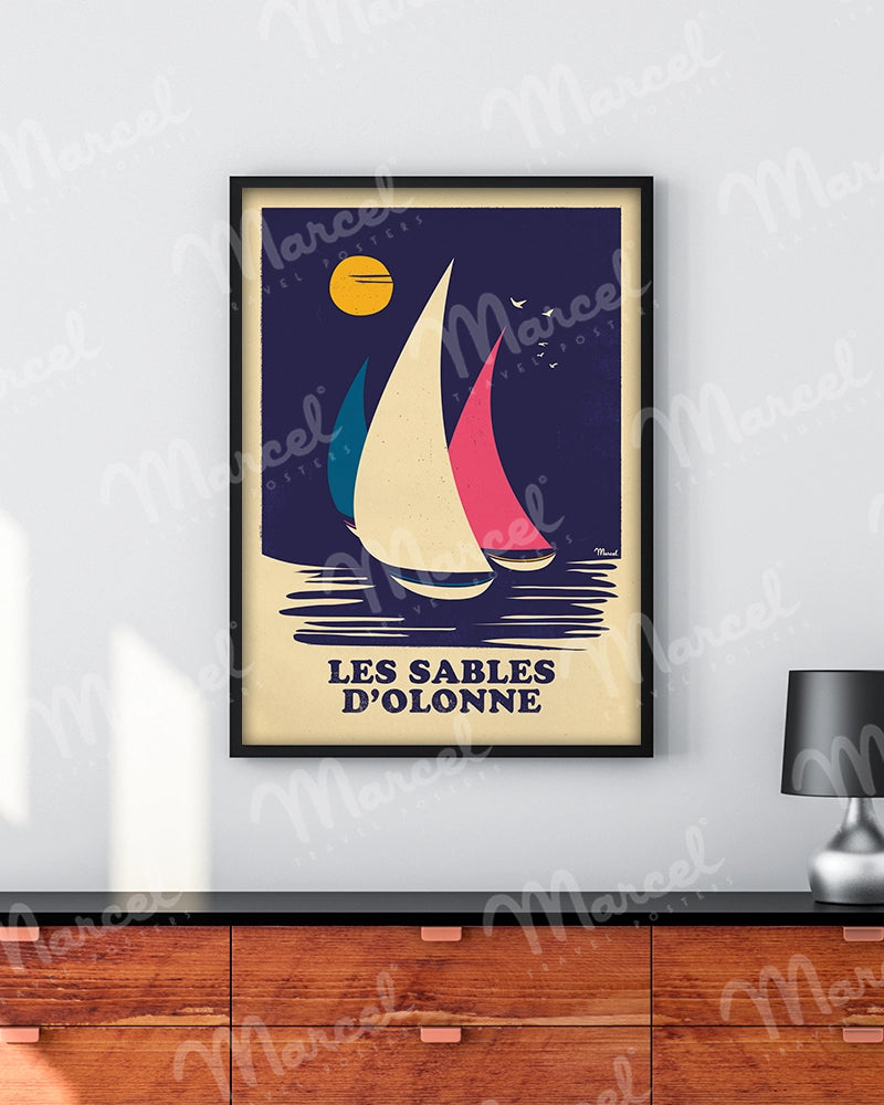 Affiche LES SABLES D'OLONNE "Rétro Sailing"