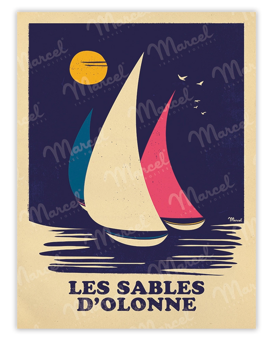 LES SABLES D'OLONNE "Retro Sailing" poster