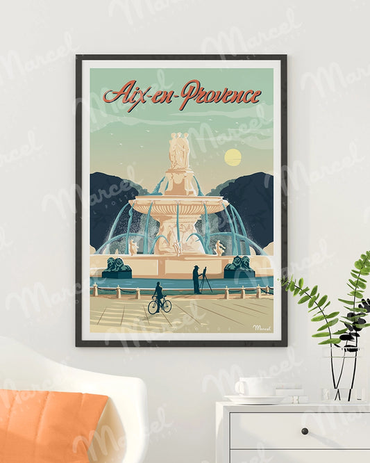 Affiche AIX-EN-PROVENCE "La Rotonde"