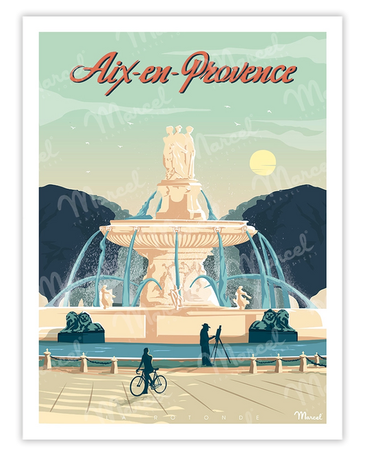 Affiche AIX-EN-PROVENCE "La Rotonde"