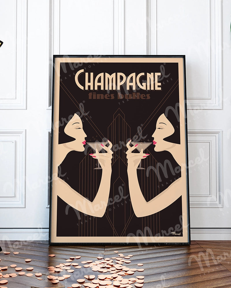 Affiche CHAMPAGNE " Fines Bulles "