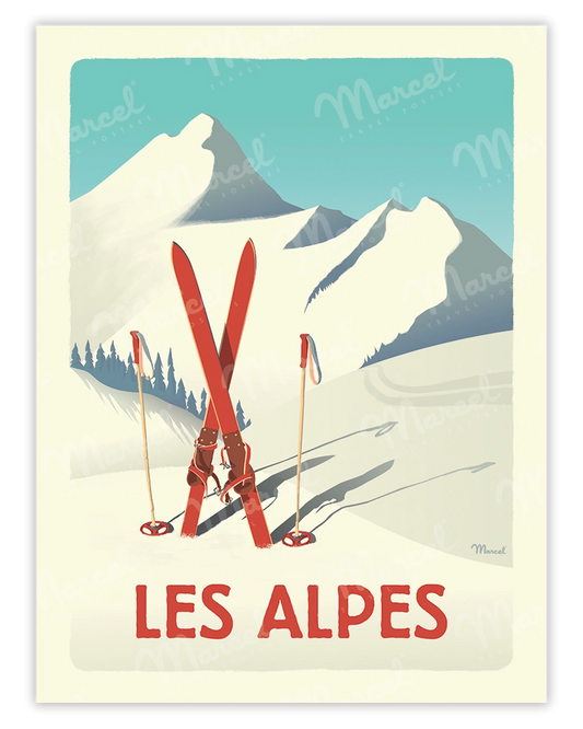 Poster THE ALPS "The Red Skis"