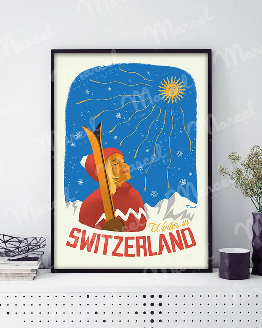 Affiche SUISSE "Winter in Switzerland"