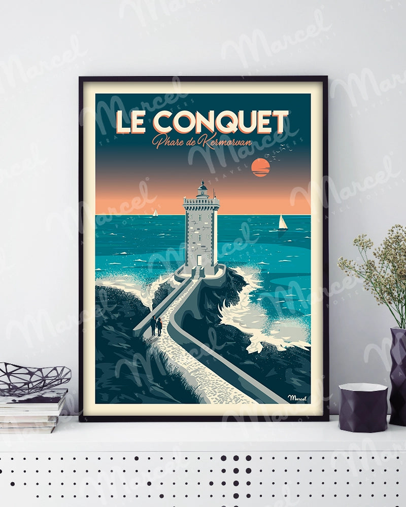 Affiche LE CONQUET "Phare de Kermorvan"