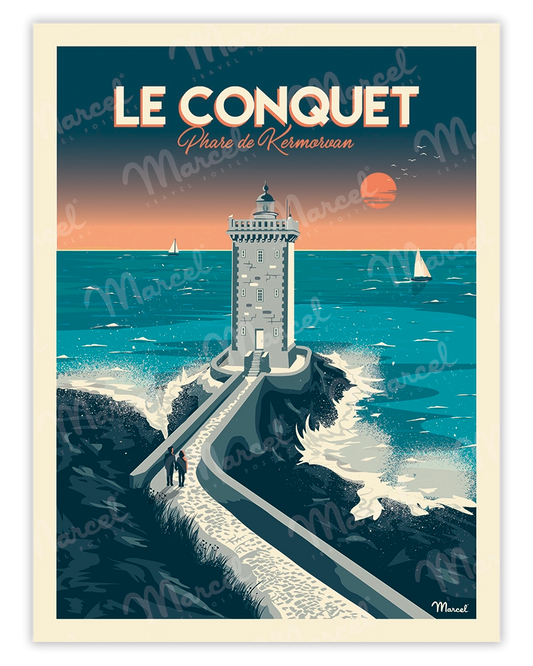 Affiche LE CONQUET "Phare de Kermorvan"