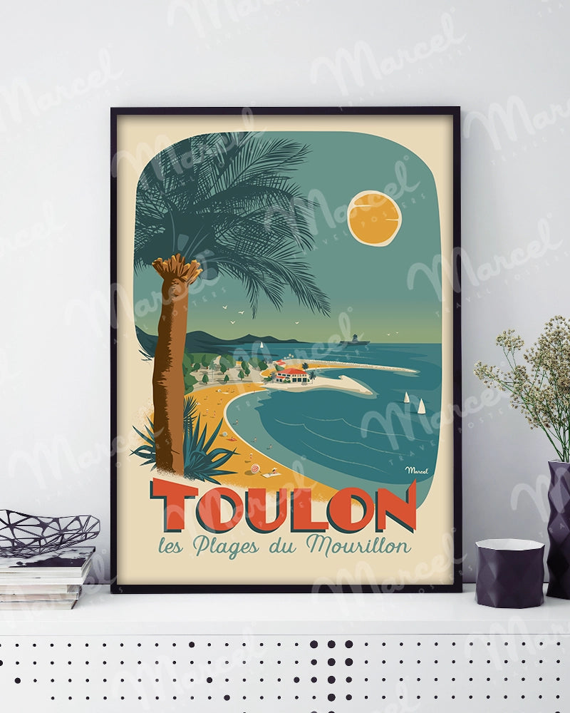 Affiche TOULON "Plages du Mourillon"