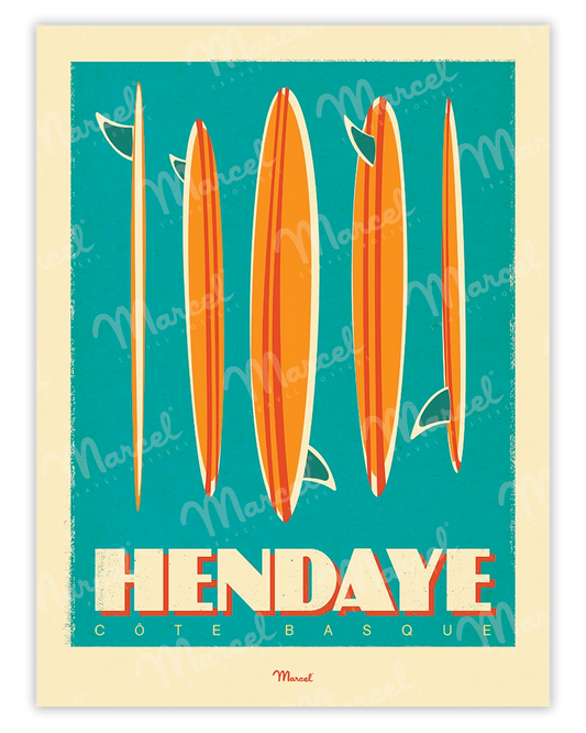 Affiche HENDAYE "Surfboards"
