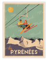 Affiche PYRÉNÉES "Le Télésiège"