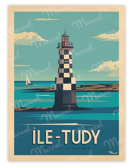 Affiche ÎLE TUDY "Phare de la Perdrix"