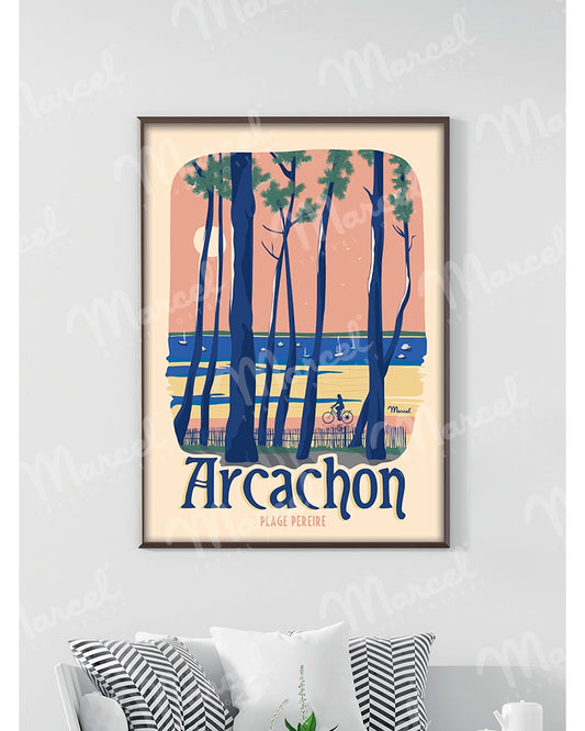 Affiche ARCACHON "Plage Péreire"