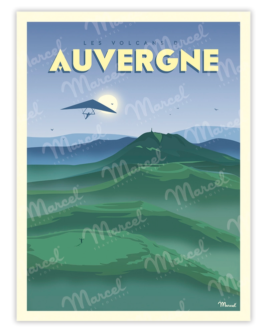 Affiche AUVERGNE "Les Volcans"